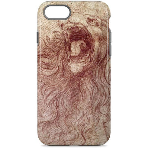 da Vinci - Sketch of a roaring lion by Da Vinci iPhone Cases